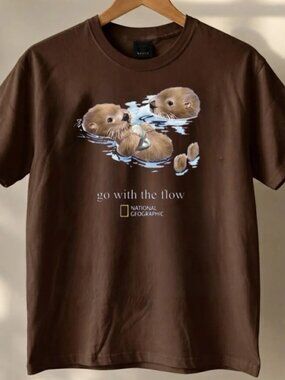DARK CHOCOLATE - National Geographic Otter Go With The Flow Graphic T-Shirt
